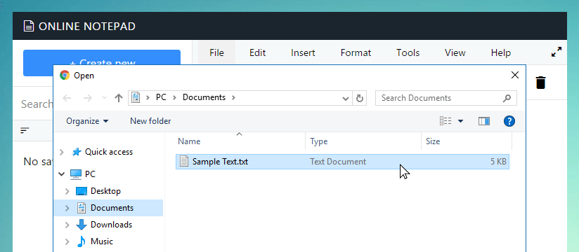 Open file dialog in Nurias